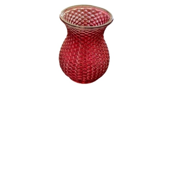Red Hobnail Glass Vase Decorative Textured Bud‎ Flower Vase Modern Home Decor - Picture 4 of 5